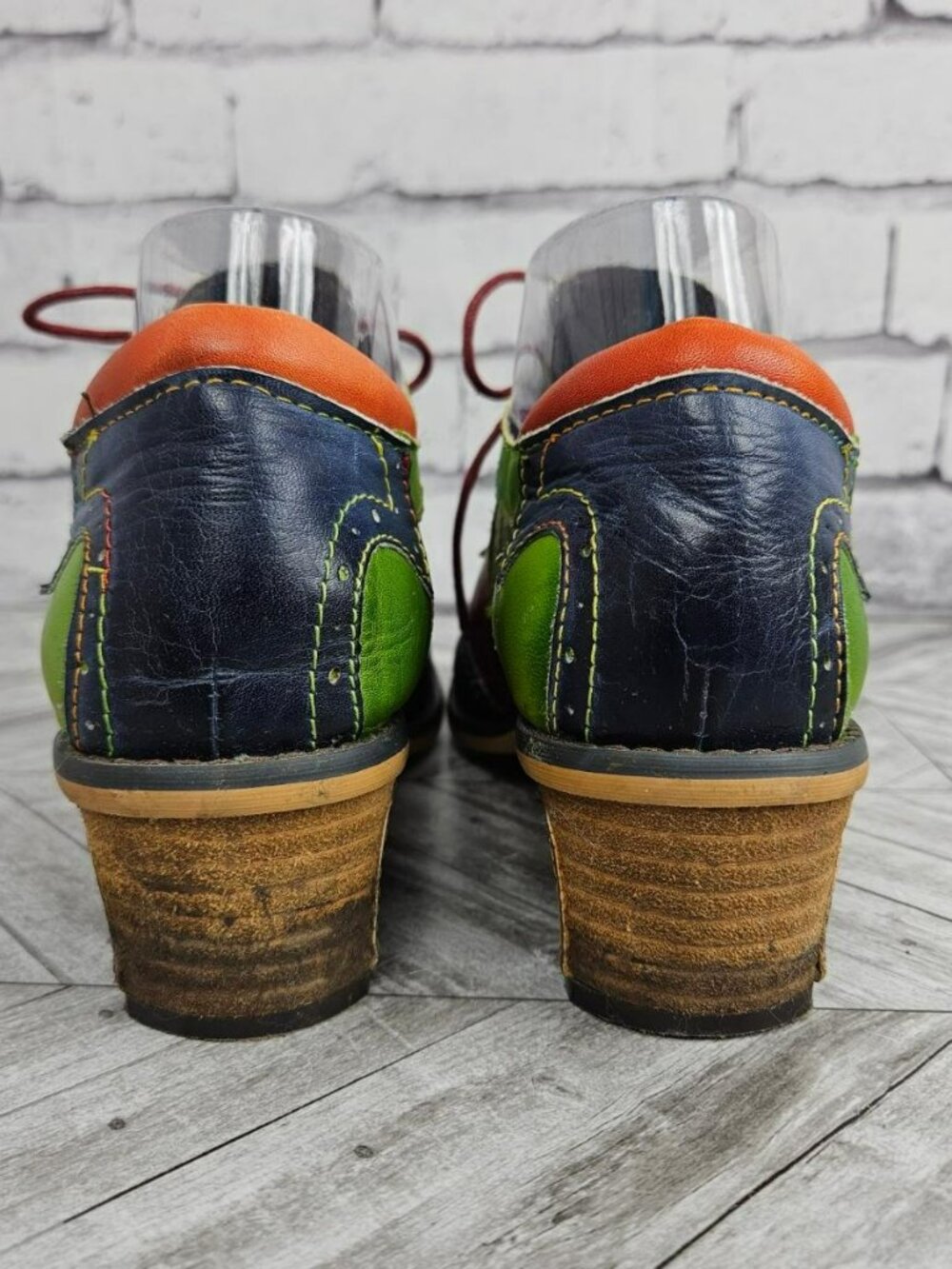 Socofy Colorful Floral Leather Oxford Shoes Womens 39 US 8.5 Block Heel Artsy - Picture 10 of 15
